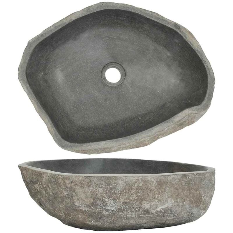 Lavabo à poser en pierre de rivière Lavabo Vasque salle de bain / Ovale 46-52 cm