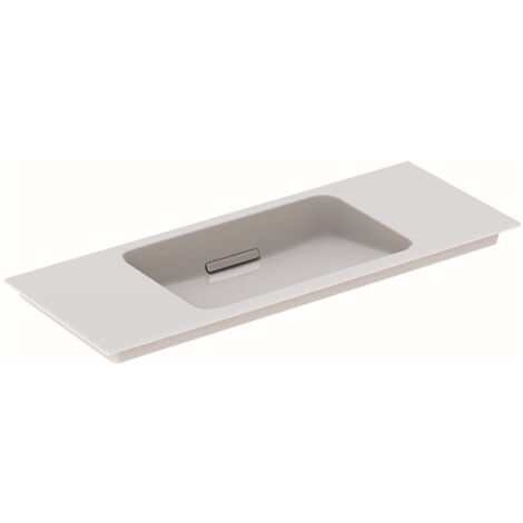 Lavabo pour meuble Geberit ONE sortie horizontale, compact, 105x40cm, sans troude robinetterie, trop-plein dissimulé, blanc, KeraTect, chromé brillant