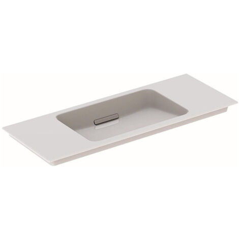 Lavabo pour meuble Geberit ONE sortie horizontale, compact, 105x40cm, sans troude robinetterie, trop-plein dissimulé, blanc, KeraTect, chromé brossé