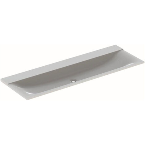 Lavabo pour meuble Geberit Xeno², 140x48cm, sans troude robinetterie, sans trop-plein, Blanc alpin