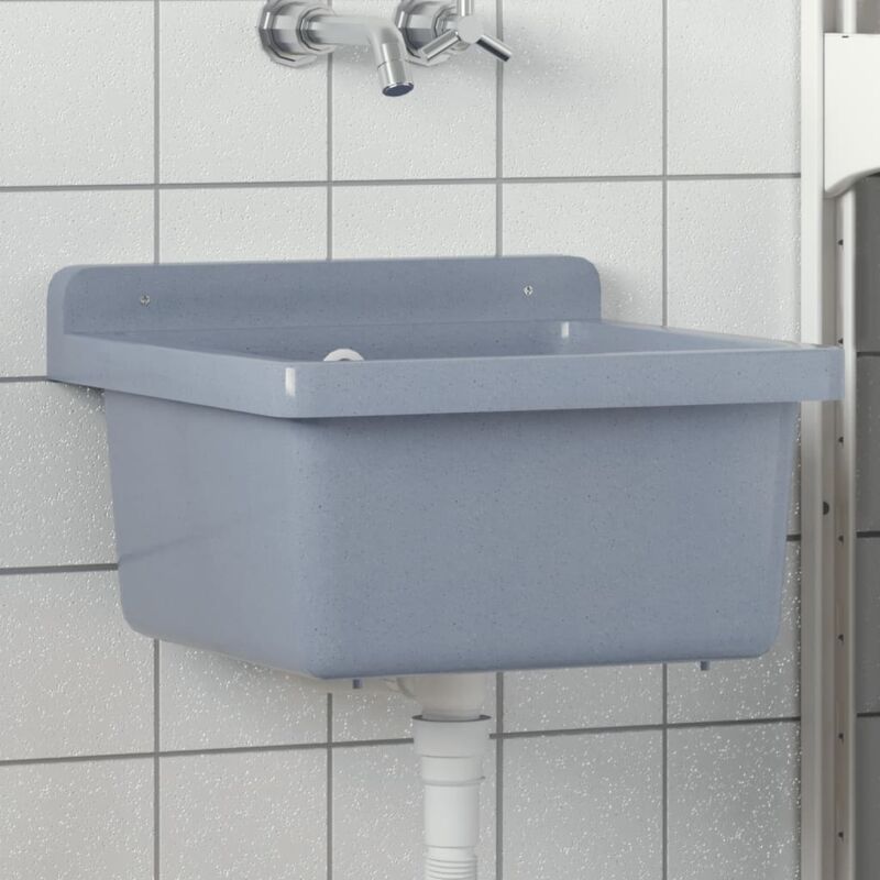Lavabo A Parete Grigio 40x40x24 Cm In Resina - Vidaxl