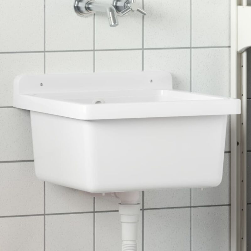 Lavabo pour montage murale blanc 40x40x24 cm résine - Vidaxl