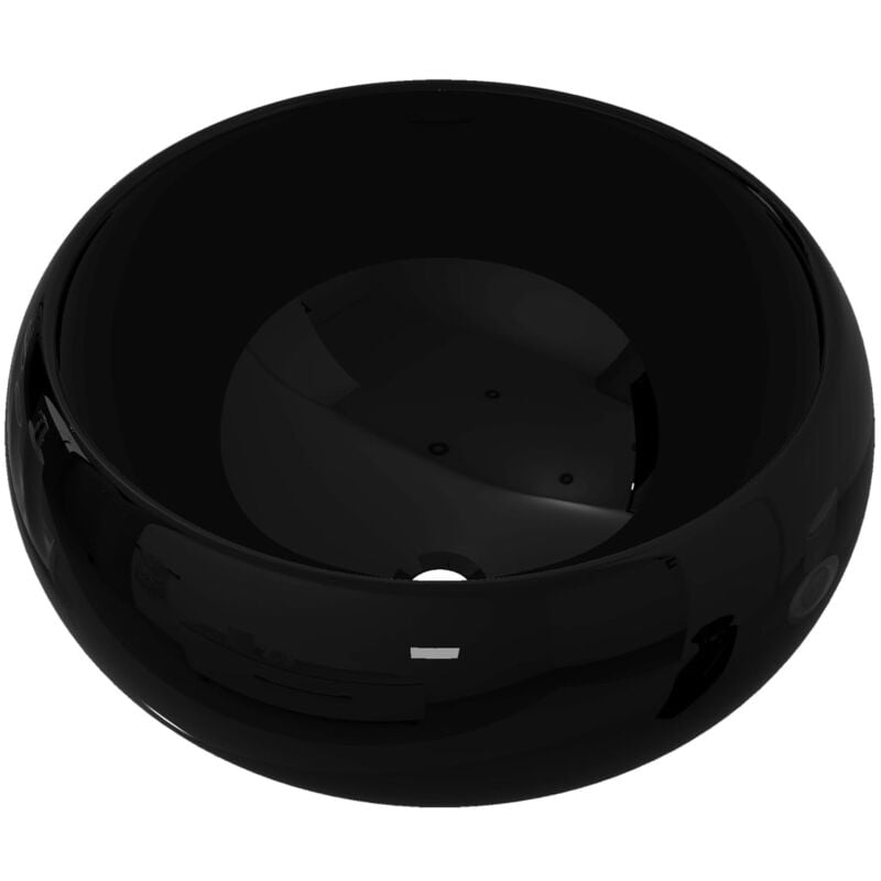 Lavabo pour salle de bain rond Céramique Noir 40 x 15 cm