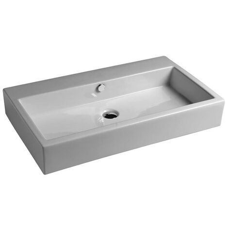 Lavabo Quad sospeso/appoggio 80x47 rettangolare in ceramica