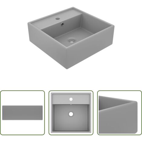 Lavabo quadrato -  Lavabo con Troppopieno Cubico Grigio Opaco 41x41 cm in Ceramica