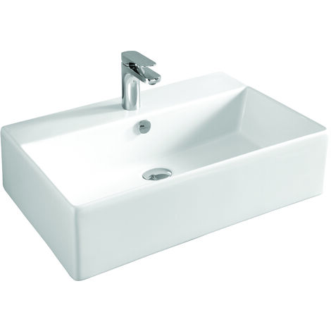 Lavabo Quadro sospeso/appoggio cm. 65x48 in ceramica bianco