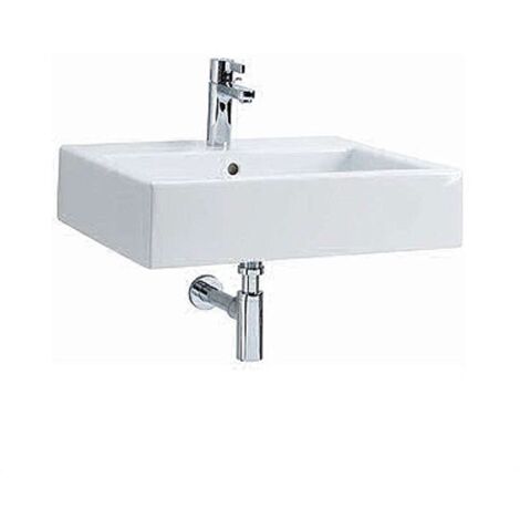 Lavabo rectangulaire 60x46cm – L51160000 – Céramique blanche avec trop-plein – À poser ou suspendre pour salle de bains – Kolo By Geberit