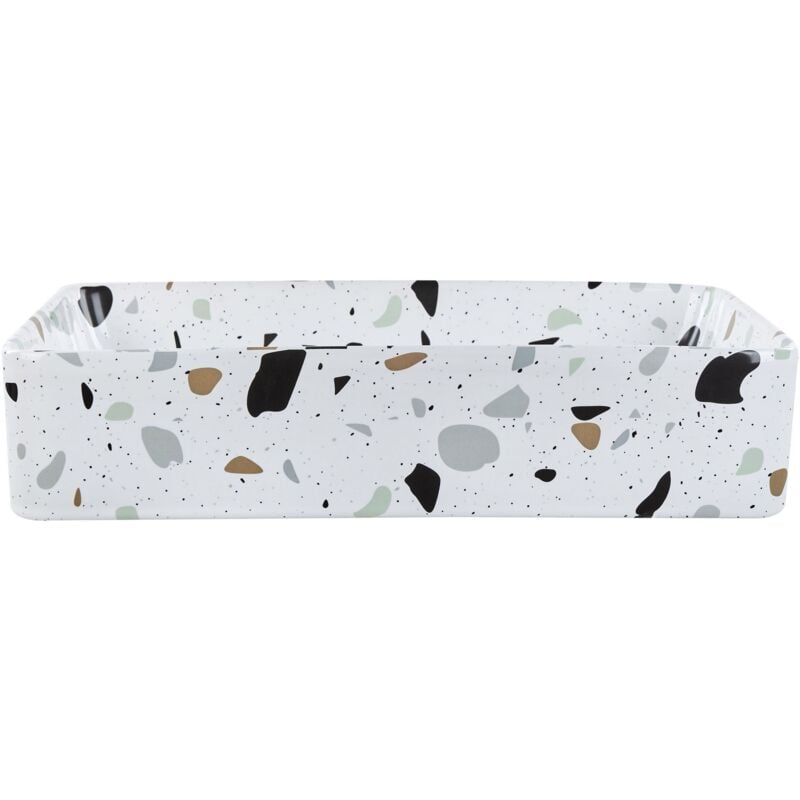 Beliani - Lavabo Rectangulaire en Céramique 51 x 34 cm Salle de Bain Effet Terrazzo Blanc Nules