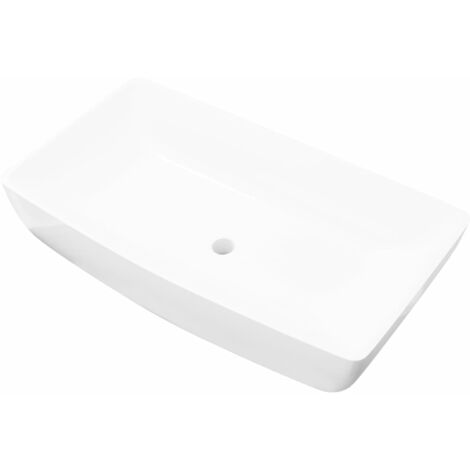 Lavabo rectangulaire vasque à poser lave-mains bain 71 x 39 cm céramique blanc