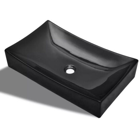 Lavabo rectangular 65,5 x 39 cm cerámico para baño negro 020002501