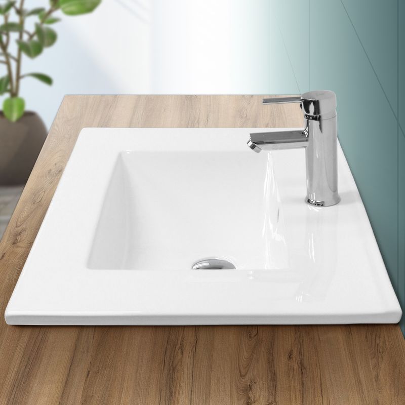 

Lavabo rectangular baño cerámica pila empotrado sobre encimera aseo 710 x 465 mm