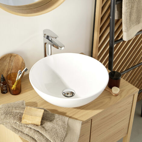 Lavabo rectangular de cerámica blanca 43 x 26,5 cm MOKI