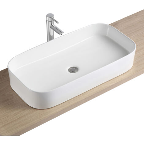 Lavabo rectangular de cerámica blanca JOSY 75x39cm