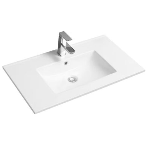 Lavabo rectangular de encastre - 80 x 46 cm - Blanco brillo - SKAY