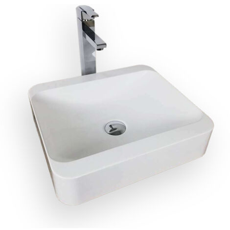 Lavabo rectangular semi-encastrado 45 cm en piedra sintética acabado mate - Hanaé