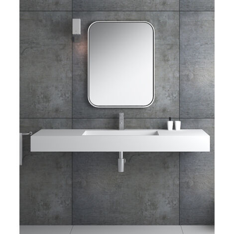 Lavabo rectangular suspendido Blanc mat - Kamoto