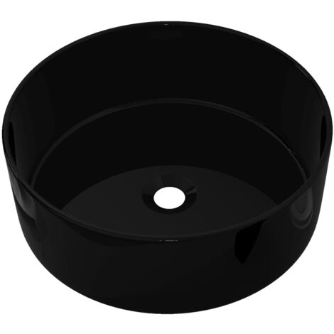 Lavabo redondo 40x15 cm lavabo baño inodoro cerámica negro 020002541