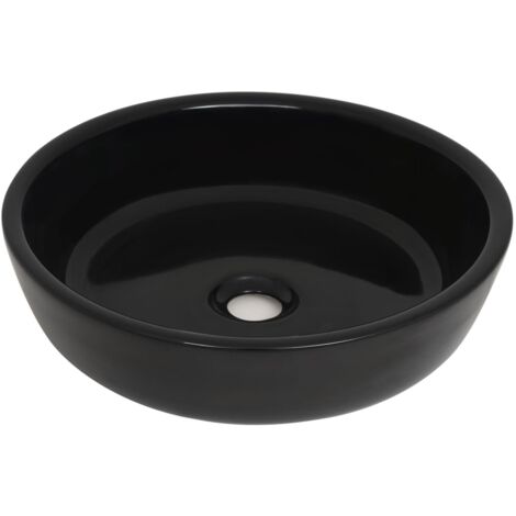 Lavabo redondo de cerámica negro 42x12 cm vidaXL