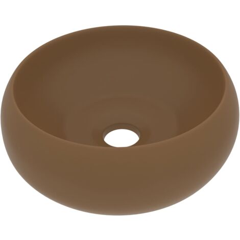 Lavabo redondo de lujo sobre encimera, lavabo para baño, cocina, guardarropa, interior del hogar, 40x15 cm, cerámica crema mate