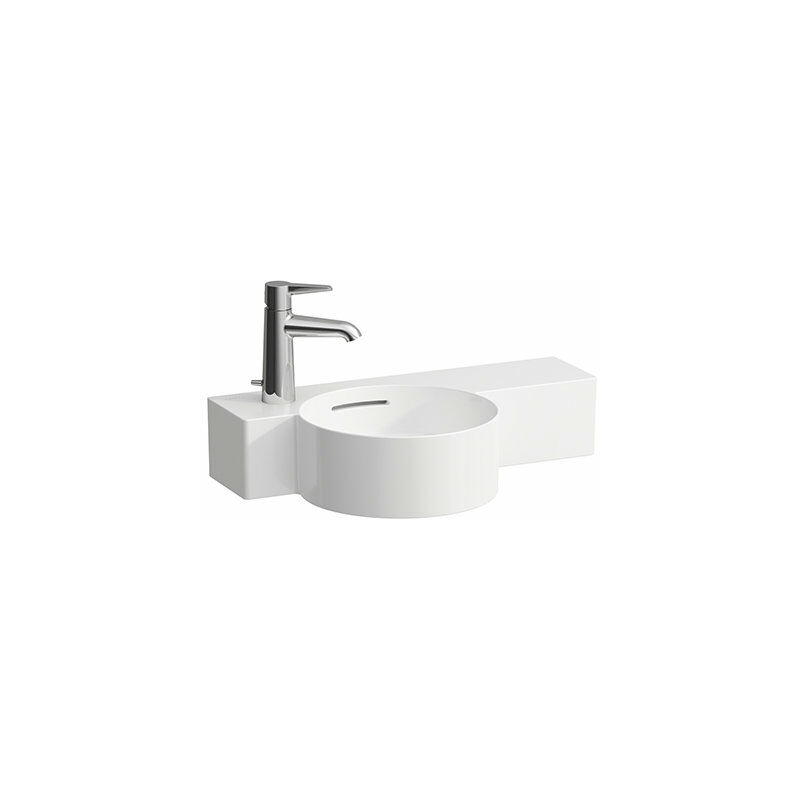 

Lavabo redondo VAL, 1 agujero del grifo a la izquierda, con rebosadero, 550x315, blanco, estante a la derecha., color: blanco mate - H8152837571051