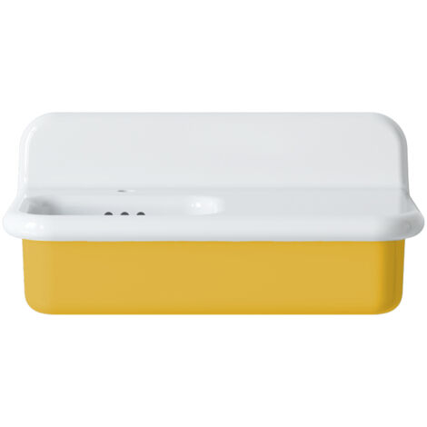 Lavabo rétro asymétrique en céramique 80 cm - True Colors Lite - Jaune Soleil