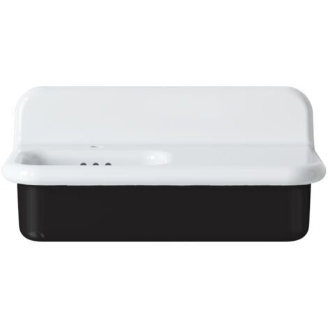 Lavabo rétro asymétrique en céramique 80 cm - True Colors Lite - Noir Brillant