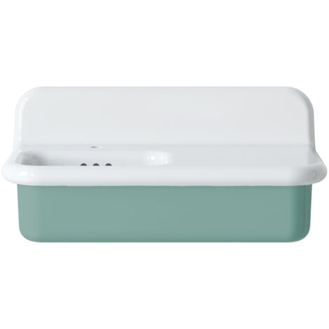 Lavabo rétro asymétrique en céramique 80 cm - True Colors Lite - Vert Eau