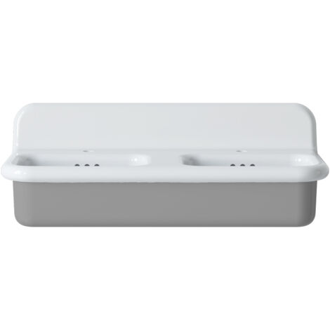 Lavabo rétro double en céramique 102 cm - True Colors Lite - Gris Clair