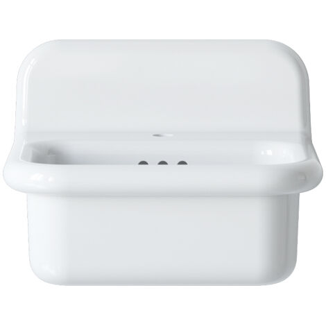 Lavabo rétro en céramique 45 cm – Mini profondeur – Trop plein – 3 percements pour mitigeur – Garantie 25 ans – Bleu Provence