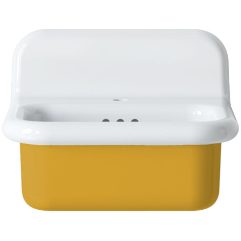 Lavabo rétro en céramique 50 cm - True Colors Lite - Arrondi - Jaune Moutarde Brillant