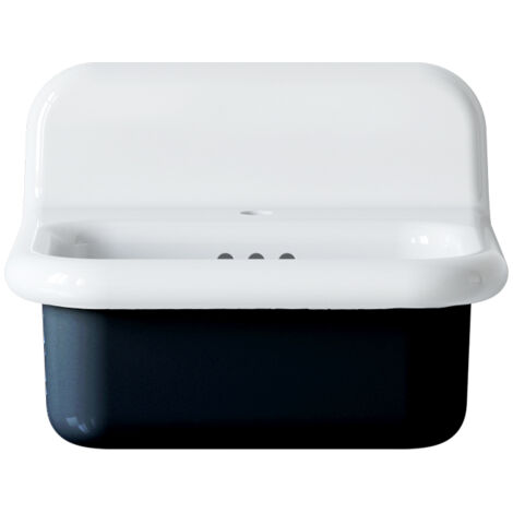 Lavabo rétro en céramique 50 cm - True Colors Lite - Arrondi - Noir Brillant