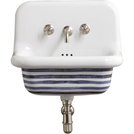 Lavabo Rétro en Céramique - 60 cm -True Colors - Stripes - Blanc