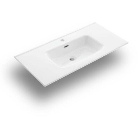 Lavabo Rettangolare da Incasso in Ceramica 101x46,5x2cm TFT Bianco