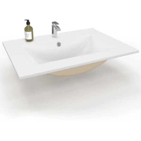Lavabo rettangolare da incasso in ceramica bianca L. 61 x L. 46 x H. 17 cm