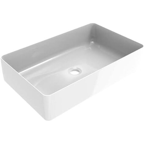 Lavabo rettangolare d'appoggio da 580x360 mm colore bianco lucido Ercos Musa BLCERLMUSA0012  Bianco lucido