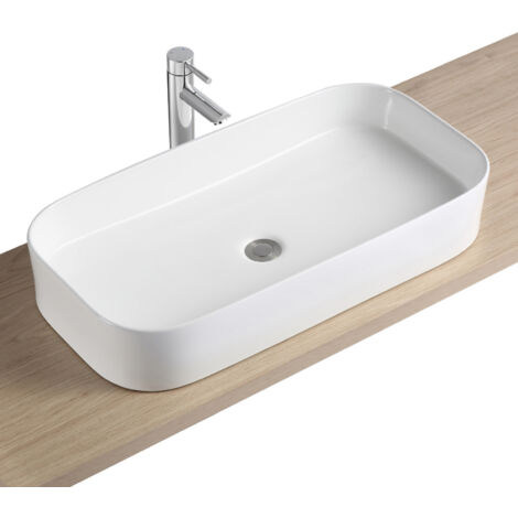 Lavabo rettangolare in ceramica bianca JOSY 75x39cm