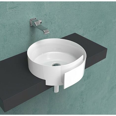 Lavabo Roll semincasso salvaspazio 44 tondo in ceramica bianco