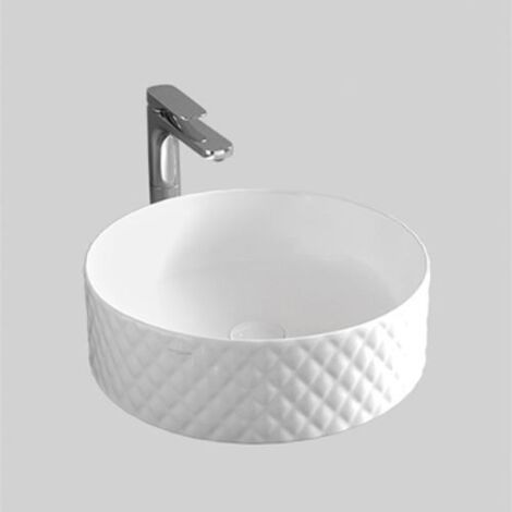 Lavabo Rombo appoggio cm. 44 salvaspazio senza foro in ceramica