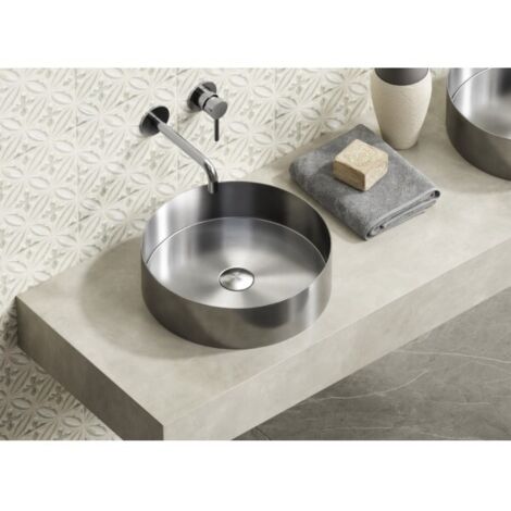 Lavabo rond à poser VENUS 38x38x11 cm en acier inoxydable brossé