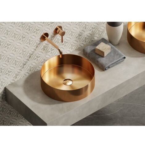 Lavabo rond à poser VENUS 38x38x11 cm en acier inoxydable rose gold