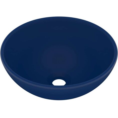 Lavabo rond de luxe de salle Bleu foncé mat 32,5x14cm Céramique vidaXL