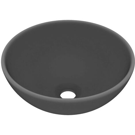Lavabo rond de luxe de salle Gris foncé mat 32,5x14cm Céramique