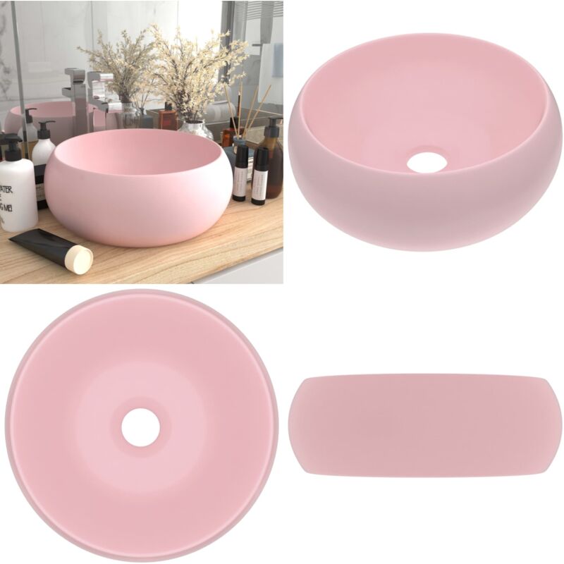 Vidaxl - Lavabo rond de luxe Rose mat 40x15 cm Céramique - Lavabo Rond - Lavabo Céramique - Lavabo Rose - Lavabo Salle De Bain - Meuble Salle De Bain