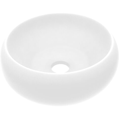 Lavabo rond de luxe vasque à poser de toilette lave-mains de salle de bain cuisine vestiaire maison intérieur 40 x 15 cm blanc mat céramique