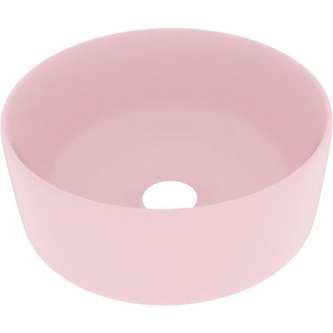Lavabo rond de luxe vasque à poser de toilette lave-mains de salle de bain vestiaire cuisine maison intérieur 40 x 15 cm céramique rose mat