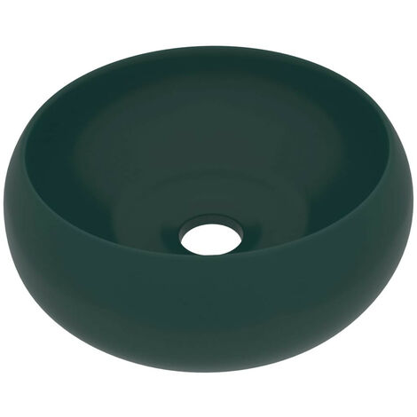 Lavabo rond de luxe Vert foncé mat 40x15 cm Céramique