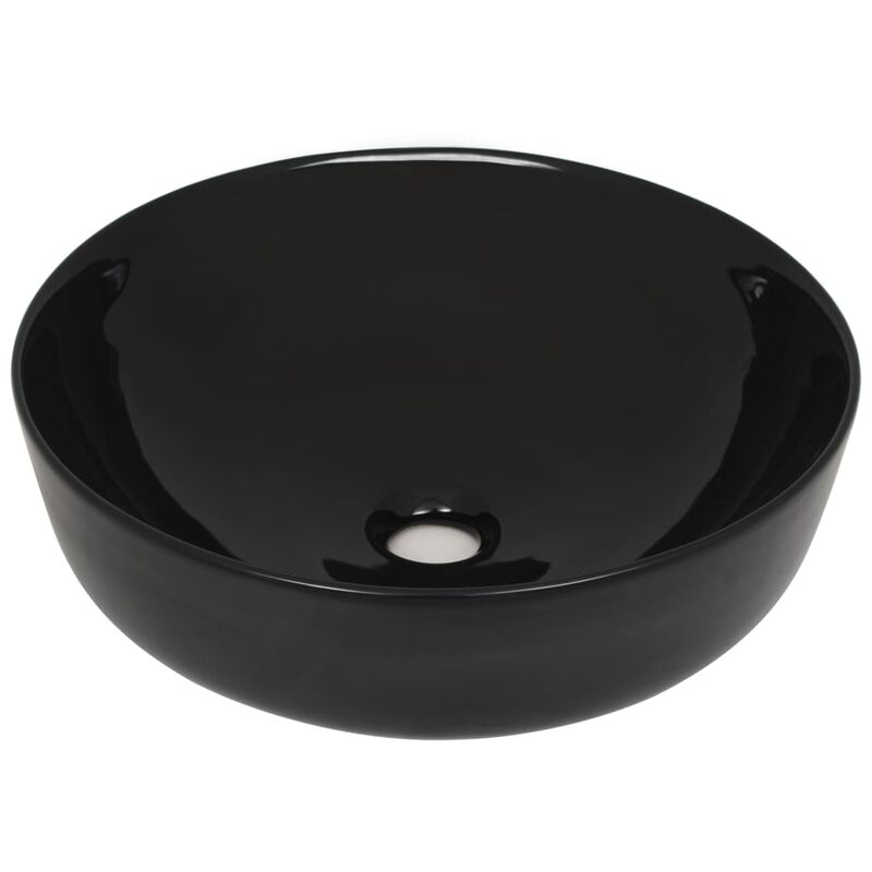Helloshop26 - Lavabo rond diamètre 41,5 cm vasque salle de bain toilette céramique noir