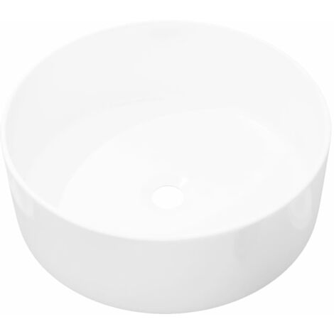 Lavabo ronde 40 x 15 cm vasque à poser salle de bain céramique blanc