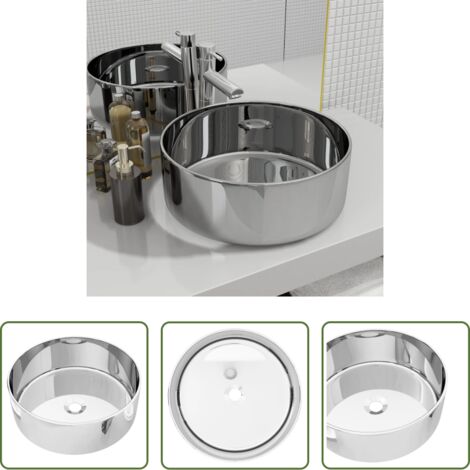 Lavabo rotondo -  Lavandino 40x15 cm in Ceramica Argento