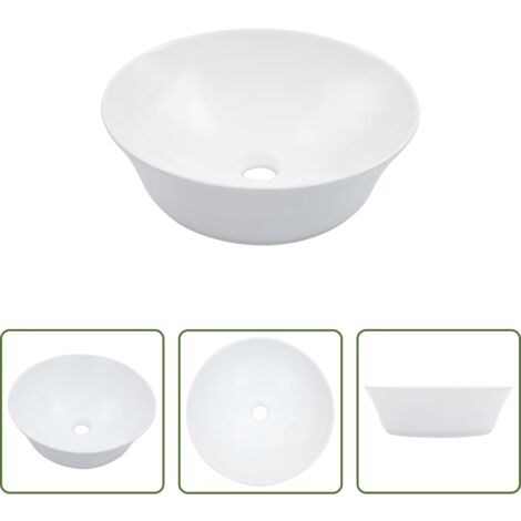 Lavabo rotondo -  Lavandino 41x12,5 cm in Ceramica Bianco